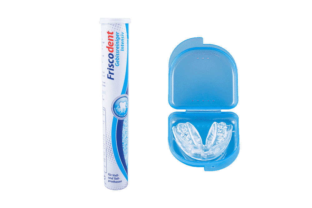 Reinigungstabletten + Zahnschiene gegen Zähneknirschen